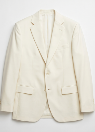 Statement Mens Solid Off-White Notch Lapel Tailored Fit 3-Piece Wool Cashmere Suit - 38R