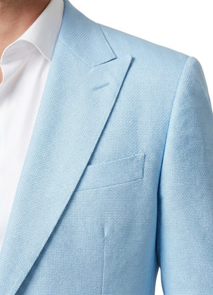 Canuti Light Blue Hopsack Basketweave Modern Fit Peak Lapel 2-Button Sport Coat