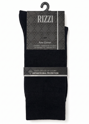 Rizzi Black Pure Cotton Antimicrobial Protection Non-Biding Seamless Socks