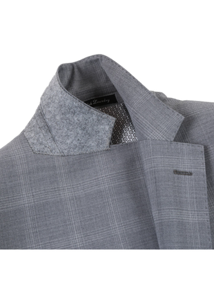 English Laundry Light Gray Plaid Slim Fit Notch Lapel Wool Blend Stretch 2 Button Suit