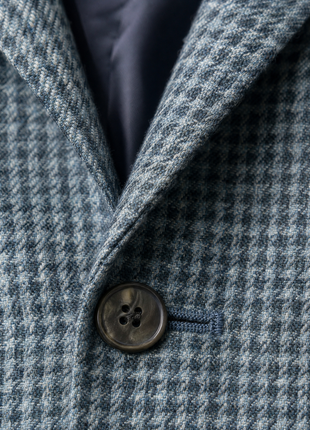 Pal Zileri Sky Blue and White Houndstooth Classic Fit Wool Silk Blend 2-Button Sport Coat 42L