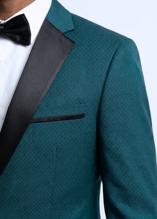 Caravelli Emerald Green Slim Fit Satin Notch Lapel 2-Button Tuxedo Suit - The Suit Depot