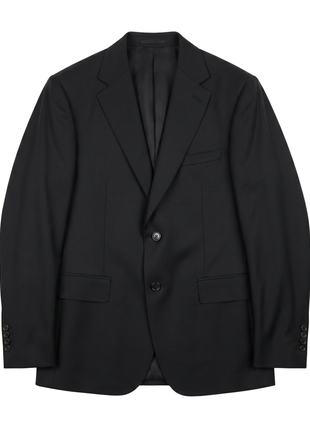 Cardeliano Solid Black Wool Cashmere Notch Lapel Slim Fit 2-Button Suit