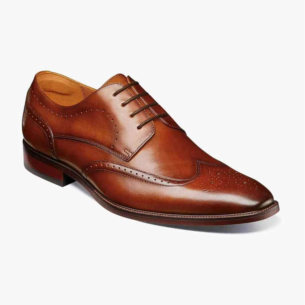 Florsheim Mens Sorrento Cognac Brown Lace Up Wingtip Oxford Leather Dr The Suit Depot