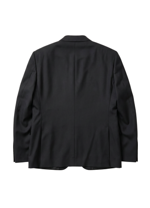 Cardeliano Solid Black Wool Cashmere Notch Lapel Slim Fit 2-Button Suit