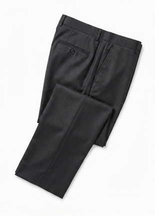 Cardeliano Solid Black Wool Cashmere Notch Lapel Slim Fit 2-Button Suit