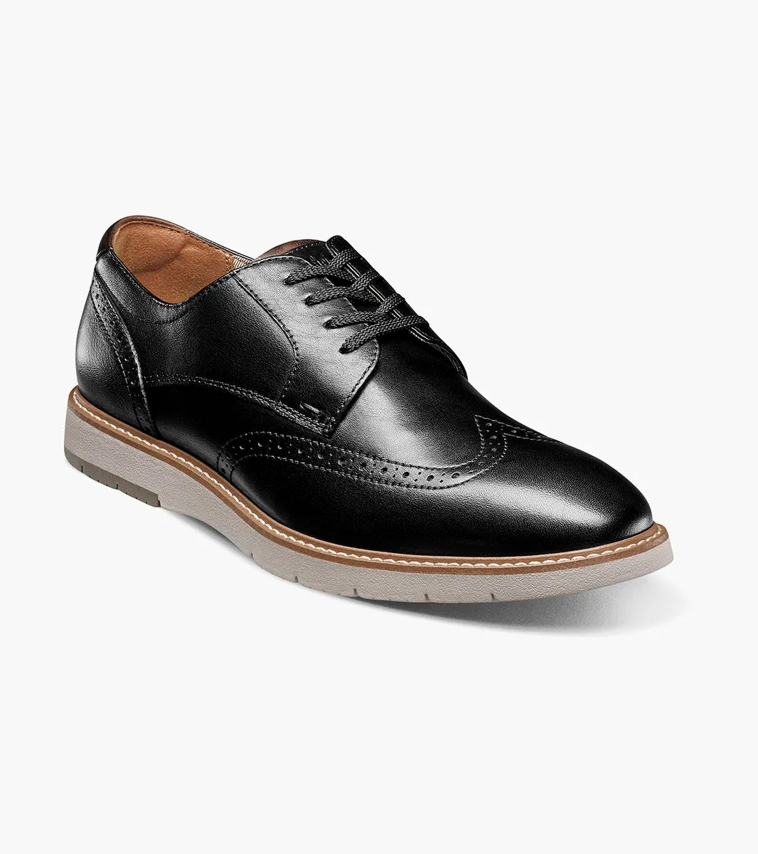 Florsheim Vibe Men&#39;s Black Leather Lace Up Wingtip Oxford Dress Shoes