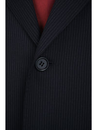 Thumbnail for Canali Mens Navy Blue Pinstriped 44R Drop 4 100% Wool 3 Button Suit