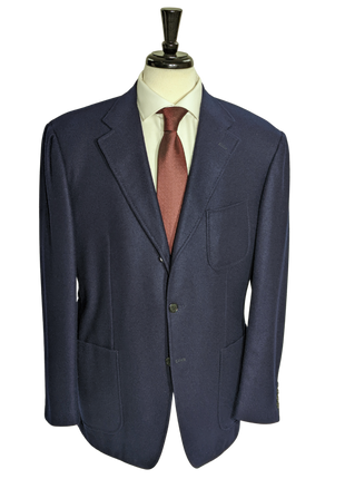 Sartoria Partenopea Men's Deep Blue 3-Roll-2.5 100% Cashmere Sportcoat 44R