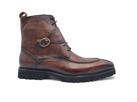 Carrucci Mens Chestnut Brown Split Toe Lace Up Leather Dress Boots – The  Suit Depot