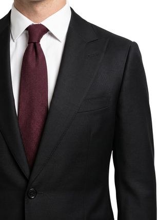 Mazara  Solid Black Wool Cashmere Blend Slim Fit Peak Lapels 2 Button Suit