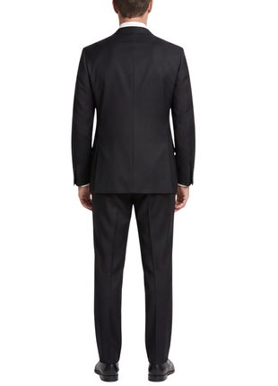Mazara  Solid Black Wool Cashmere Blend Slim Fit Peak Lapels 2 Button Suit