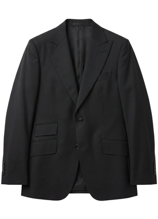 Mazara  Solid Black Wool Cashmere Blend Slim Fit Peak Lapels 2 Button Suit