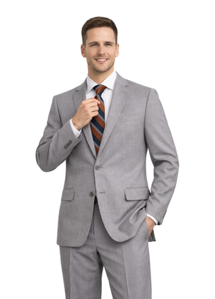Mazara Mens Classic Fit Light Gray Two Button 100% Wool Suit - The Suit Depot