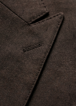 Tovaglia Mens Solid Dark Brown Classic Fit Peak Lapel Wool 3 Piece Suit