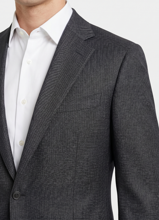 Canali Black Striped Modern Fit Canvassed Notch Lapel Wool 2-Button Suit 40L