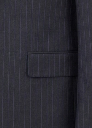 Mazara Mens Dark Gray with Navy Pinstripe Classic Fit Peak Lapel Wool 3-Piece Suit