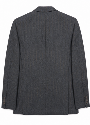 Sartoria Partenopea Charcoal Gray with Sandy Pinstripe Classic Fit Flannel Wool 3-Piece Suit 42R