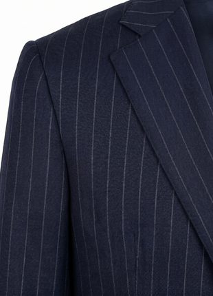 Atica Navy Pinstriped Slim Fit Half-Canvassed Reda Wool 2-Button Suit
