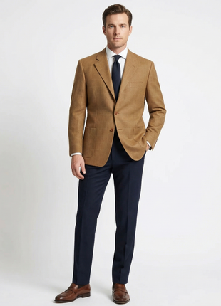 Sartoria Partenopea Men's Brown Windowpane 3-Roll-2.5 100% Wool Sportcoat 42R