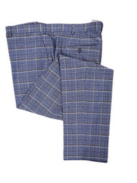 Thumbnail for Giorgio Fiorelli Mens Classic Fit Blue Plaid Flat Front Dress Pants