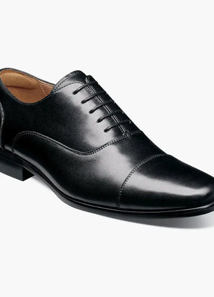 Florsheim Mens Postino Solid Black Oxford Cap Toe Leather Dress Shoes