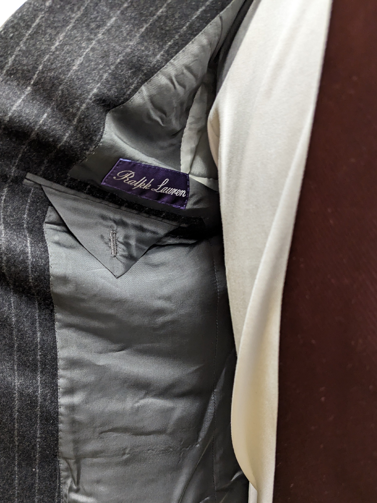 Ralph Lauren Purple Label Mens Black Chalkstripe 38L Wool Cashmere 2 Piece Suit