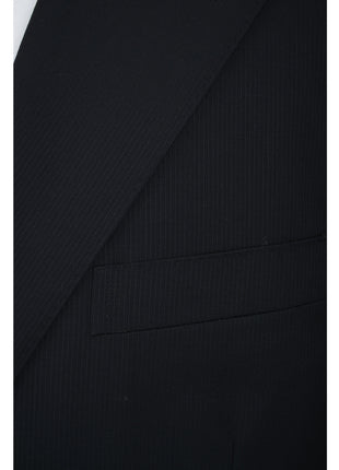 Canali Mens Black Tonal Striped 44L Drop 6 100% Wool 2 Button 2 Piece Suit