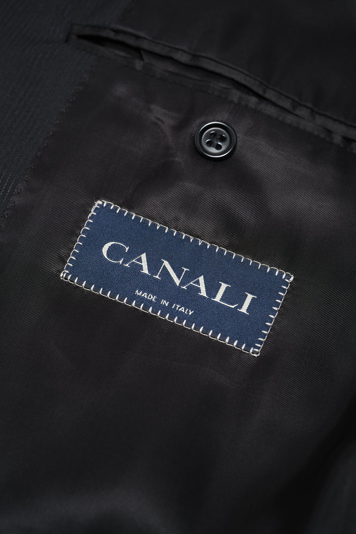 Canali Mens Black Tonal Striped 44L Drop 6 100% Wool 2 Button 2 Piece Suit
