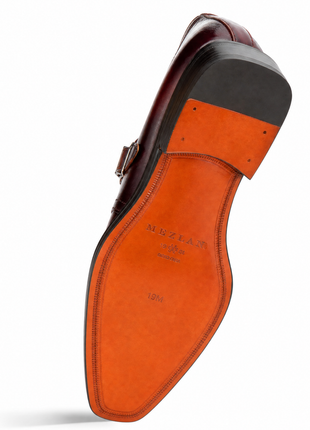 Mezlan Blood Red Leather Monk Strap Dress Shoes
