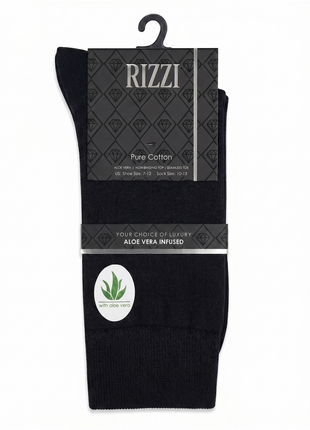 Rizzi Black Pure Cotton Aloe Vera Infused Non-Biding Seamless Socks