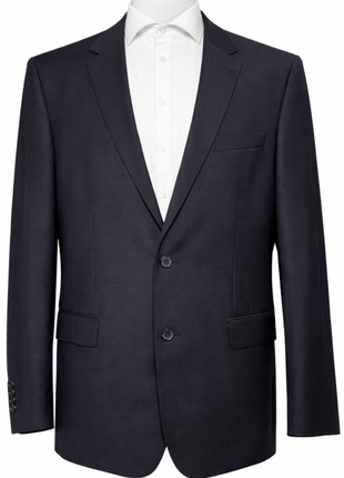 Hugo Boss Textured Black Notch Lapel Slim Fit Super 100’s Wool 2-Button Suit 46L - The Suit Depot