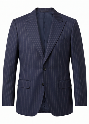 Atica Navy Pinstriped Classic Fit Half-Canvassed Reda Wool 2-Button Suit