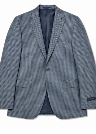 Pal Zileri Sky Blue and White Houndstooth Classic Fit Wool Silk Blend 2-Button Sport Coat 42L