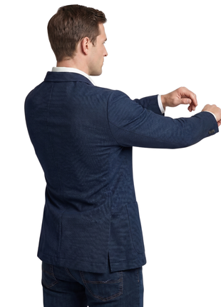 Bergamo Navy Technical Weave Slim Fit 4-Way Stretch Air Blazer