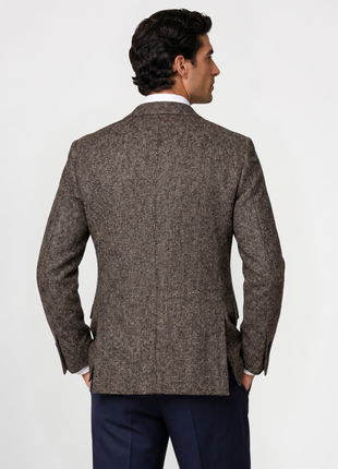 Ermenegildo Zegna Taupe Brown Tweed Classic Fit Notch Lapel Wool Alpaca Blend 2-Button Sport Coat 40R