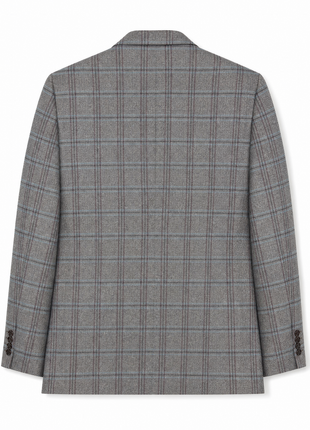 Luigi Baldo Heather Gray with Plum Teal Windowpane Slim Fit Cashmere 2-Button Sport Coat 38R
