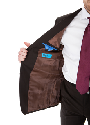 Blujacket Mens Solid Brown 100% Marzotto Wool Regular Fit 2 Piece Suit
