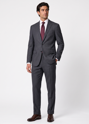 Polo Ralph Lauren Mens Charcoal Weave Notch Lapel Custom Fit 2-Button Wool Suit - 40L
