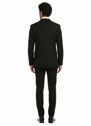 Ferrecci Mens Solid Black Classic Fit 2 Piece Suit