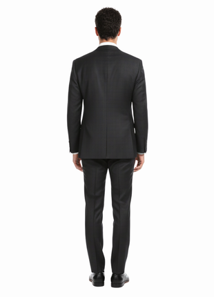 Ferrecci Mens Gray Plaid Classic Fit Wool Blend 2 Piece Suit