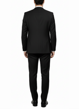 Cleo Luxor Black Slim Fit Wool Stretch 3 Piece Suit
