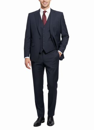 Cleo Luxor Midnight Navy Slim Fit Wool Stretch 3 Piece Suit