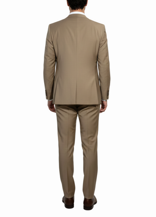 Cleo Luxor Desert Beige Slim Fit Wool Stretch 3 Piece Suit