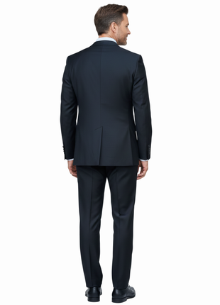 Pierre Carlos Solid Black Slim Fit Double Breasted Stretch Suit with Buckle Closure - The Suit Depot