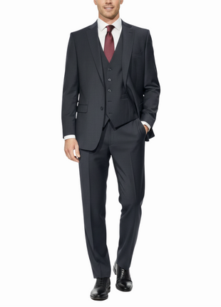 Cleo Luxor Black Regular Fit Wool Stretch 3 Piece Suit