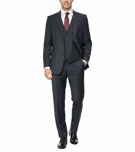 Cleo Luxor Black Regular Fit Wool Stretch 3 Piece Suit