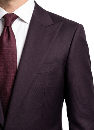 Sartoria Mazara Solid Burgundy Wool Classic Fit Peak Lapels 2 Button Suit