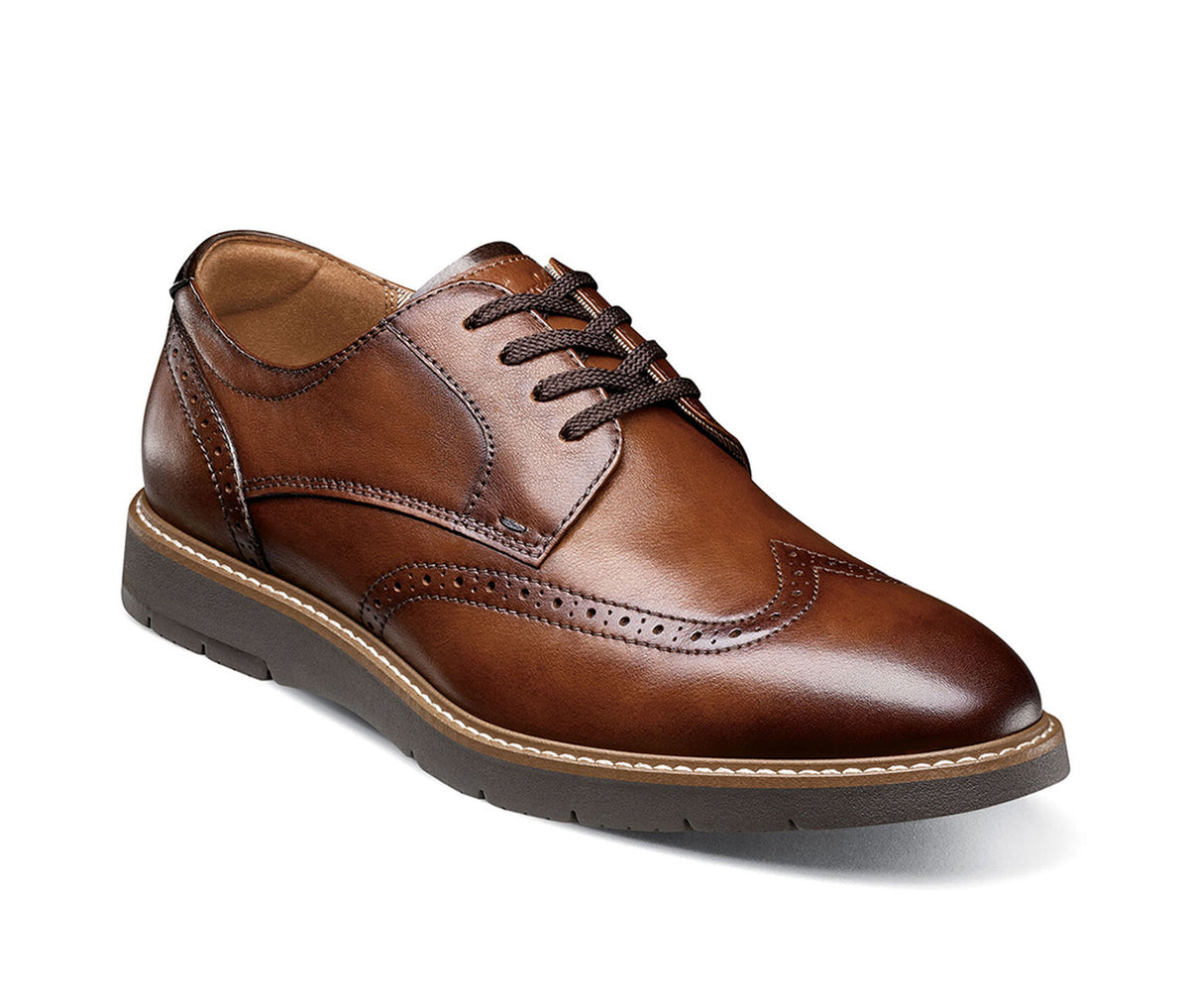 Florsheim Vibe Men&#39;s Cognac Leather Lace Up Wingtip Oxford Dress Shoes