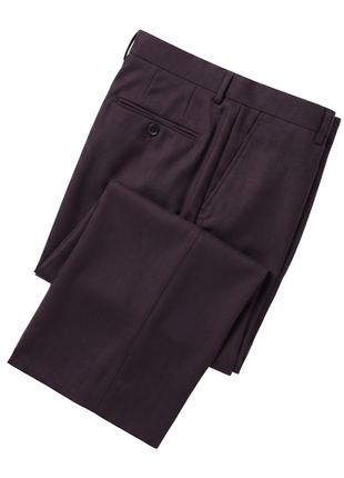 Sartoria Mazara Solid Burgundy Wool Peak Lapels Slim Fit 2 Button Suit